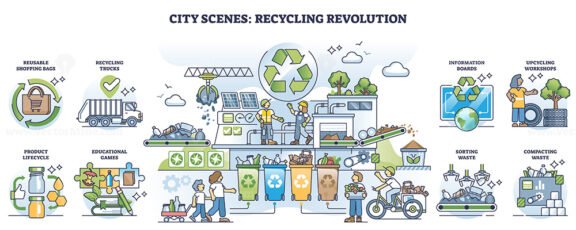 city scenes recycling revolution set 1
