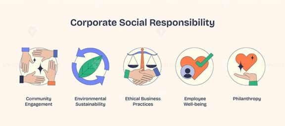 corporate social responsibility neubrutalism icons 1