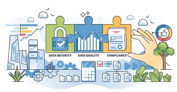 data governance solutions hands outline concept 1