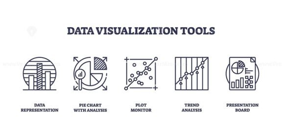 data visualization tools icons outline 1