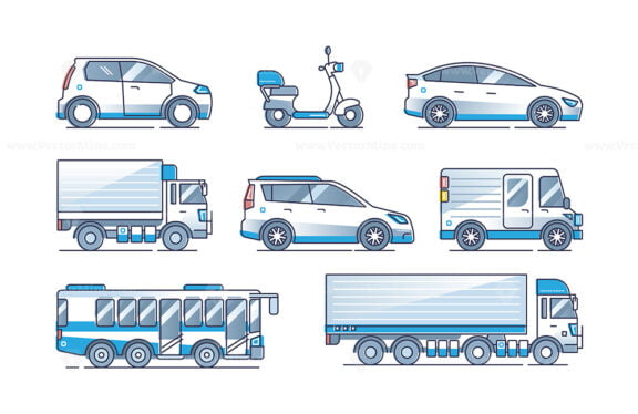 electric cars set outline 1