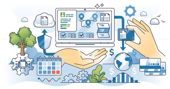 electronic data interchange hands outline 1