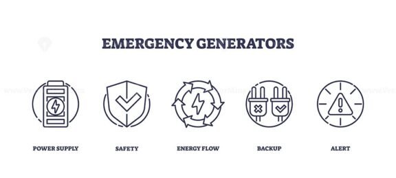 emergency generators icons outline 1