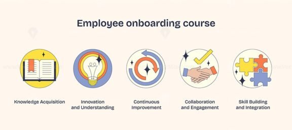 employee onboarding course neubrutalism icons 1