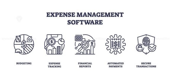 expense management software icons outline 1