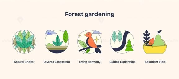 forest gardening neubrutalism icons 1