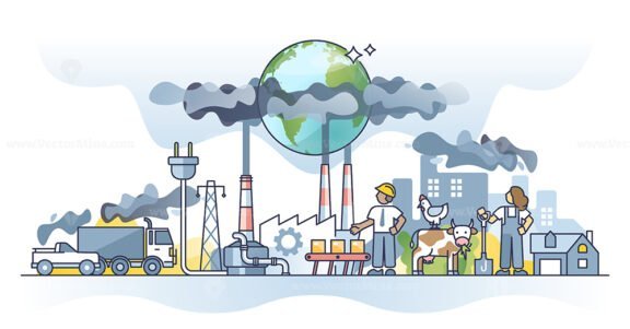 generating greenhouse gases outline concept 1