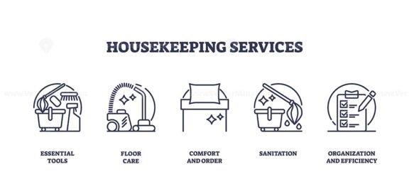 housekeeping services icons outline 1