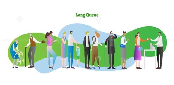 FREE Long queue vector illustration – VectorMine