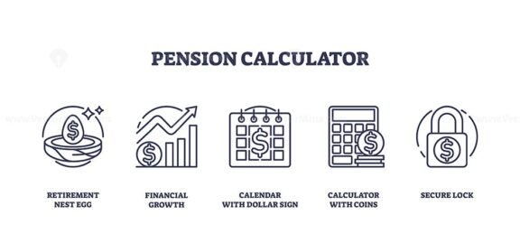 pension calculator icons outline 1