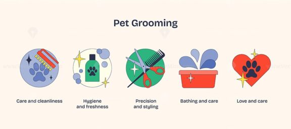 pet grooming neubrutalism icons 1