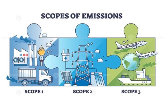 scopes of emissions puzzle pieces diagram outline 1