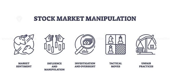 stock market manipulation icons outline 1