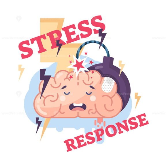 FREE Human stress response system conceptual vector illustration brain