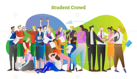 FREE Student crowd vector illustration