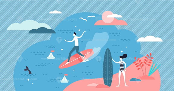 Surfing vector illustration