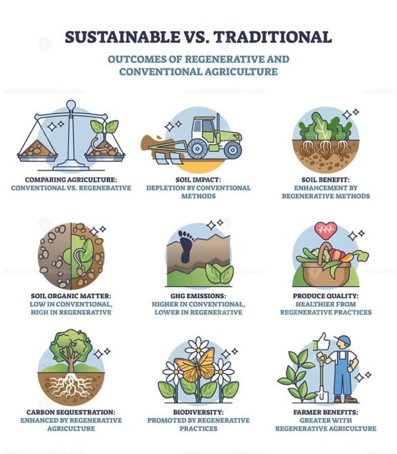 sustainable vs traditional outcomes of regenerative and conventional agriculture 1