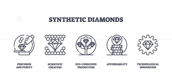 synthetic diamonds icons outline 1