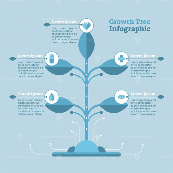 FREE Growth tree infographic vector illustration icon set