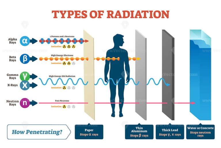 Types Of Radiation Vector Illustration Diagram And Labeled Example 