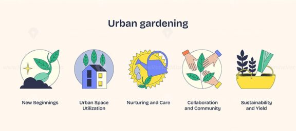 urban gardening neubrutalism icons 1