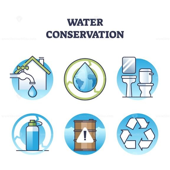 water conservation icons outline 1
