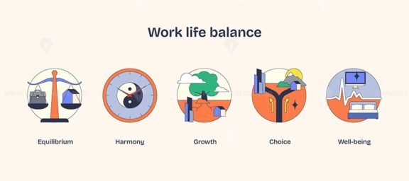 work life balance neubrutalism icons 1